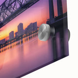 Close-up of a stunning landscape bridge design printed on acrylic glass, showcasing vivid colors and intricate details that enhance any modern decor.