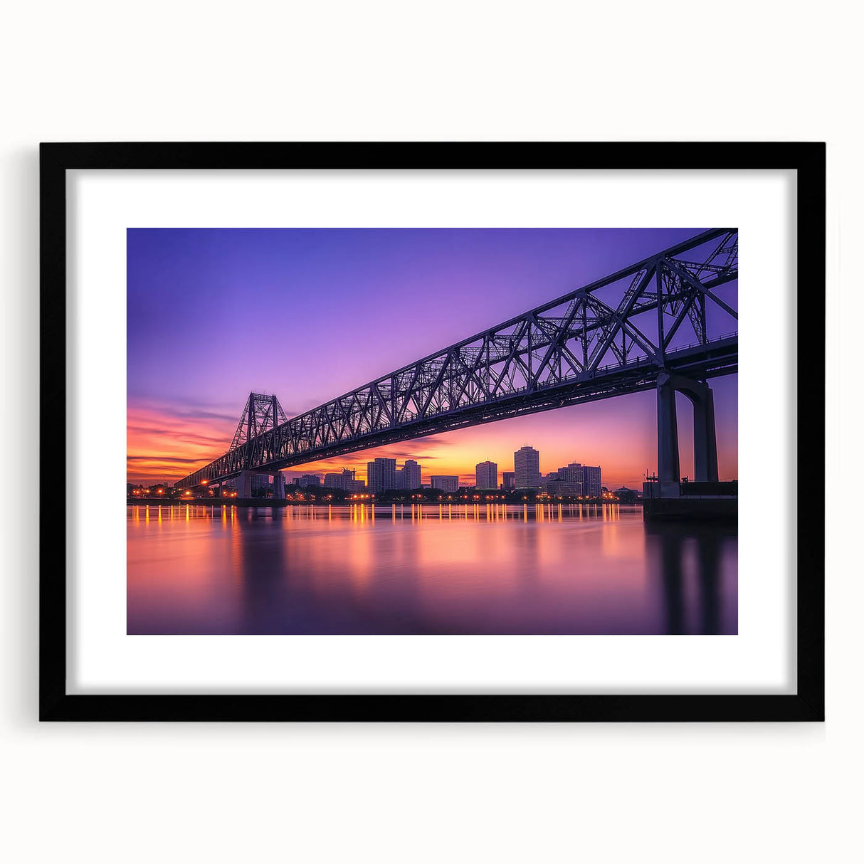 Black landscape frame showcasing a modern mat design, ideal for displaying artwork or photographs, positioned against a neutral backdrop for contrast.