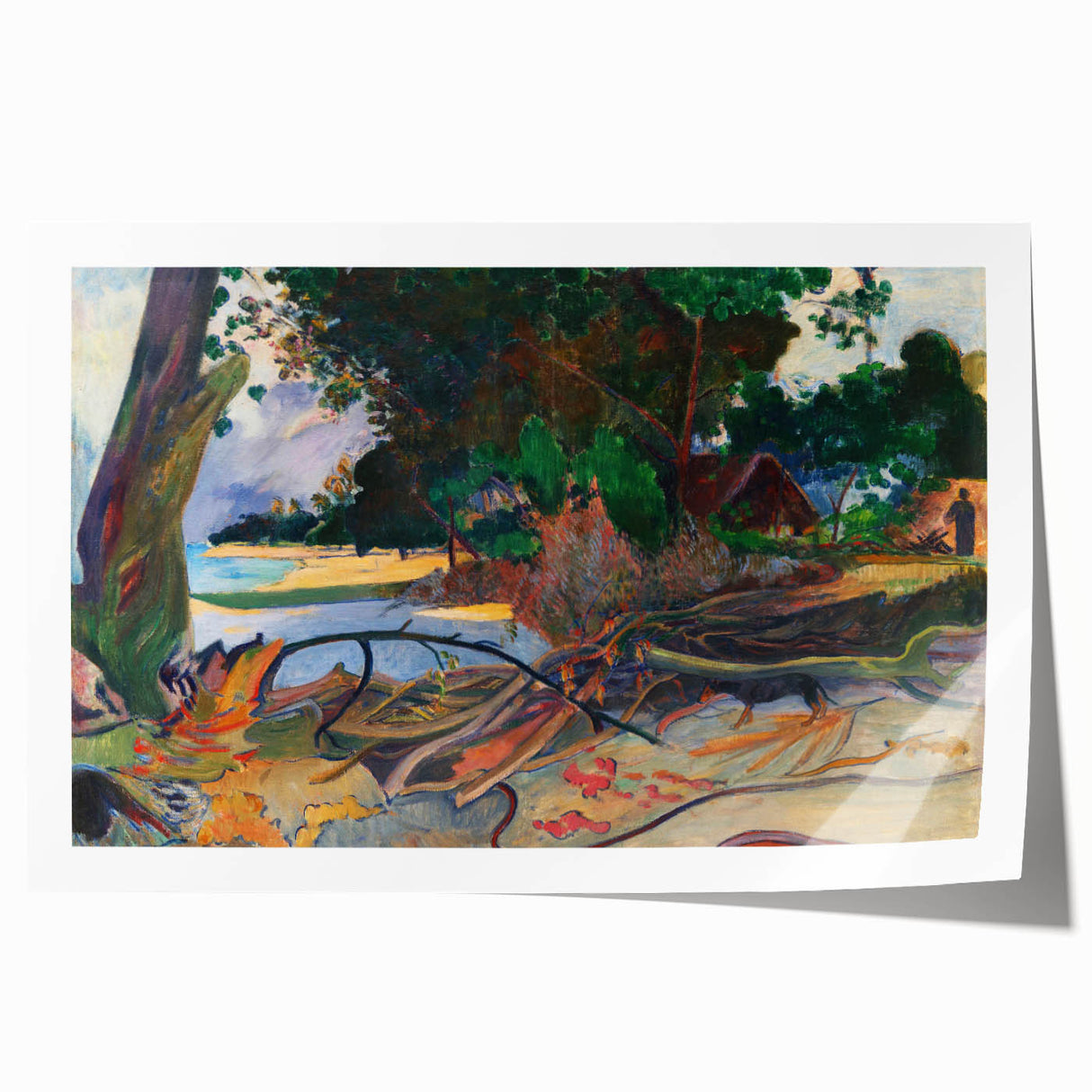 Tropical Landscape Wall Art - Modern Decor with Hibiscus Tree Scene