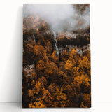 Large black and white abstract art on stretched canvas, depicting swirling patterns.