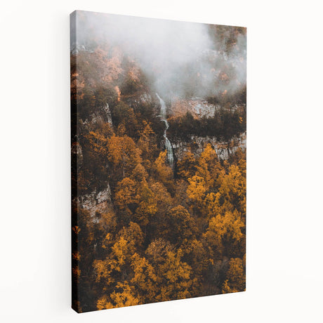 Fall-themed abstract art on stretched canvas with warm orange and brown tones, suitable for kitchen wall art.