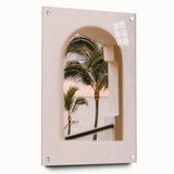 Large abstract wall art on acrylic glass depicting vibrant summer colors, ideal for dining room or bedroom decor.