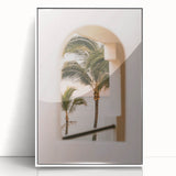 Art deco poster featuring a stylized summer scene in pastel shades, framed in white acrylic, ideal for nursery wall art.