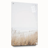 Large abstract wall art on acrylic glass depicting swirling blue and white patterns.