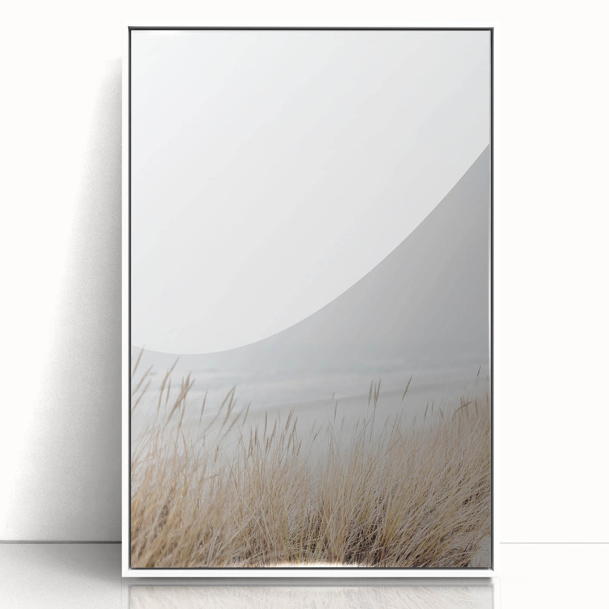 Art deco poster featuring geometric shapes in pastel shades on a white acrylic framed canvas, suitable for nursery wall art.