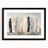 Abstract figurative art frame with a sleek black mat, showcasing modern design elements. Ideal for contemporary decor, enhancing any living space with elegance.