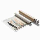 Abstract figurative rolled print showcasing vibrant colors and dynamic shapes, perfect for modern home décor. Packaged securely in a durable cardboard tube for protection during shipping.