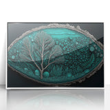 Framed abstract floral wall art featuring vibrant colors and intricate designs, displayed with a sleek white frame, perfect for modern home decor.