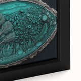 Close-up of framed abstract floral wall art showcasing vibrant colors and intricate designs on a textured canvas, perfect for home decor enhancement.