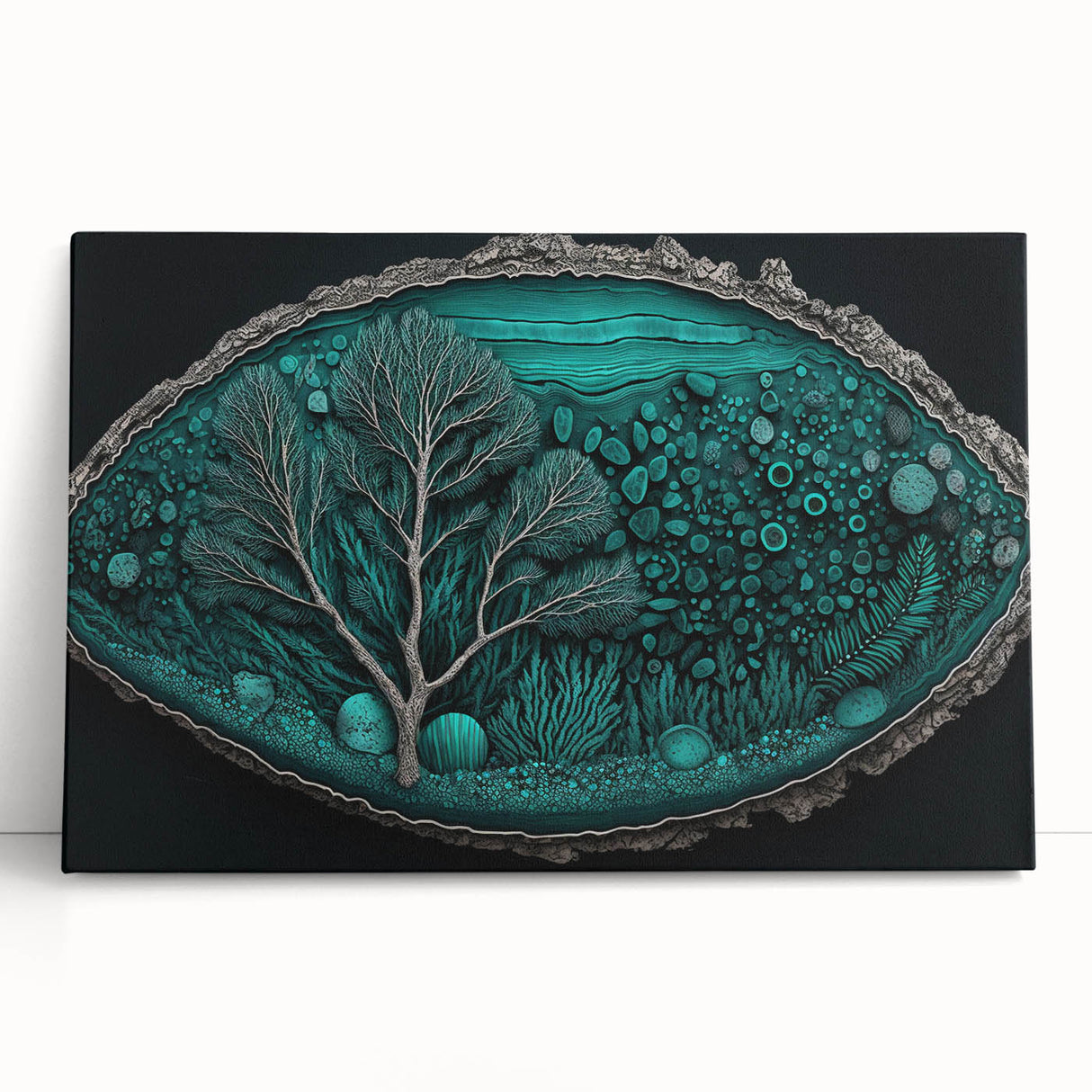 Colorful abstract floral wall art on stretched canvas, showcasing vibrant hues of blue, pink, and green. Perfect for modern home decor, adding a touch of elegance and creativity to any room.