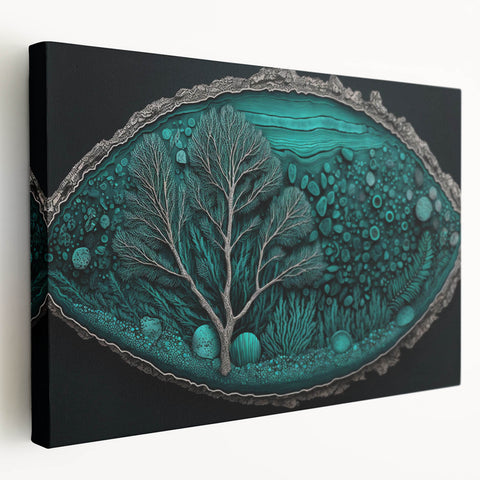 Abstract floral wall art on stretched canvas showcasing vibrant colors and intricate patterns, adding a touch of elegance to any room decor. Ideal for modern interior design.