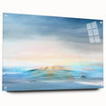 Abstract landscape wall art displayed in an acrylic glass frame, showcasing vibrant colors and intricate textures, perfect for modern home decor.