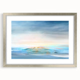 Abstract landscape wall art framed with a silver mat, showcasing vibrant colors and dynamic shapes that enhance modern home decor, perfect for living spaces.