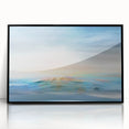 Framed abstract landscape wall art with a black border, showcasing vibrant colors and dynamic shapes, perfect for modern home decor and artistic interiors.