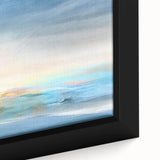Framed abstract landscape wall art featuring vibrant colors and intricate details, showcasing a close-up view of the textured canvas surface, perfect for modern home decor.