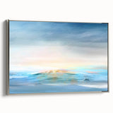 Framed abstract landscape wall art showcasing a serene silver-toned design, perfect for modern home decor. The canvas features soft hues and elegant textures, enhancing any room's ambiance. Ideal for art enthusiasts seeking contemporary wall decor.