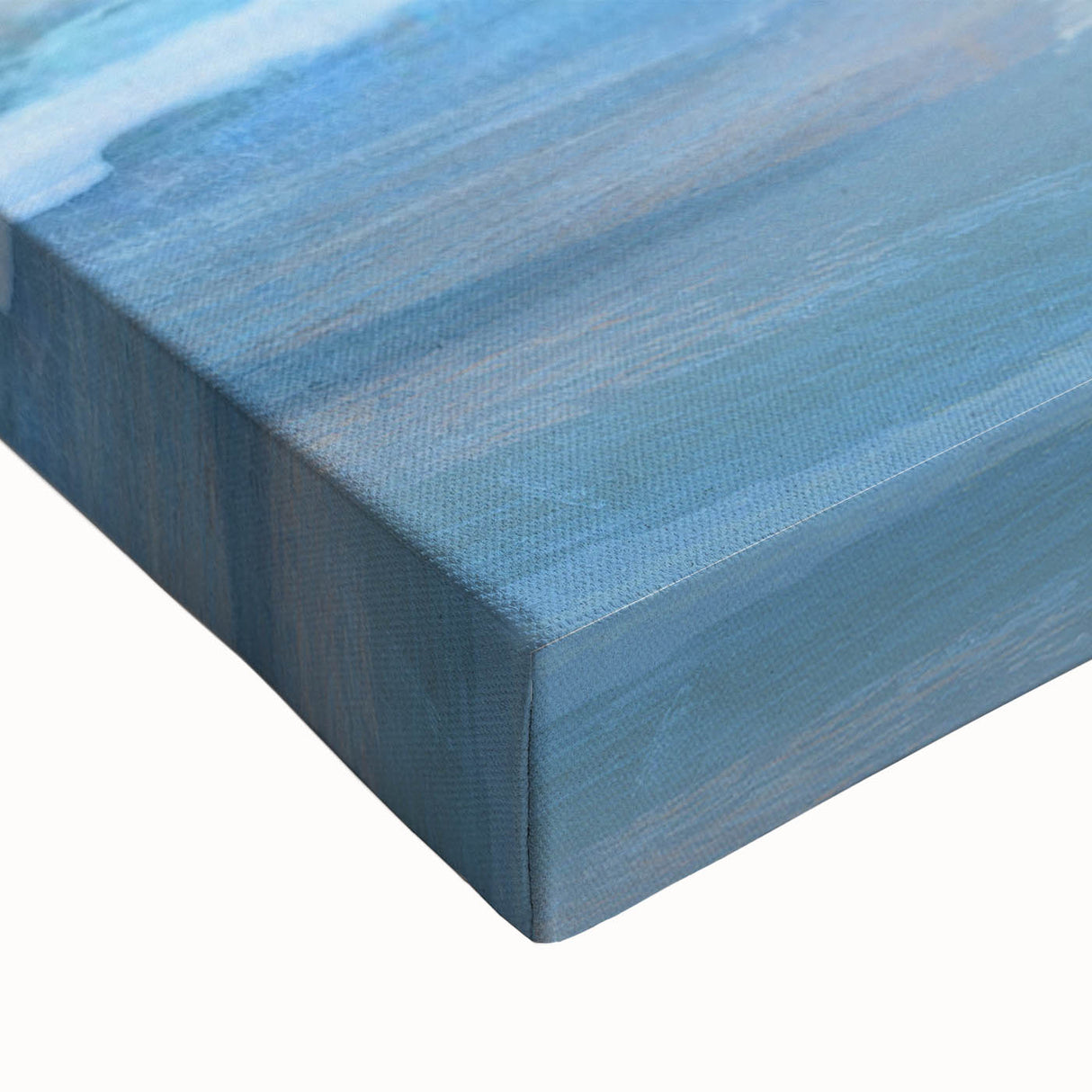 Close-up of an abstract landscapes wall art piece printed on stretched canvas, featuring vibrant colors and intricate textures, perfect for modern home decor.