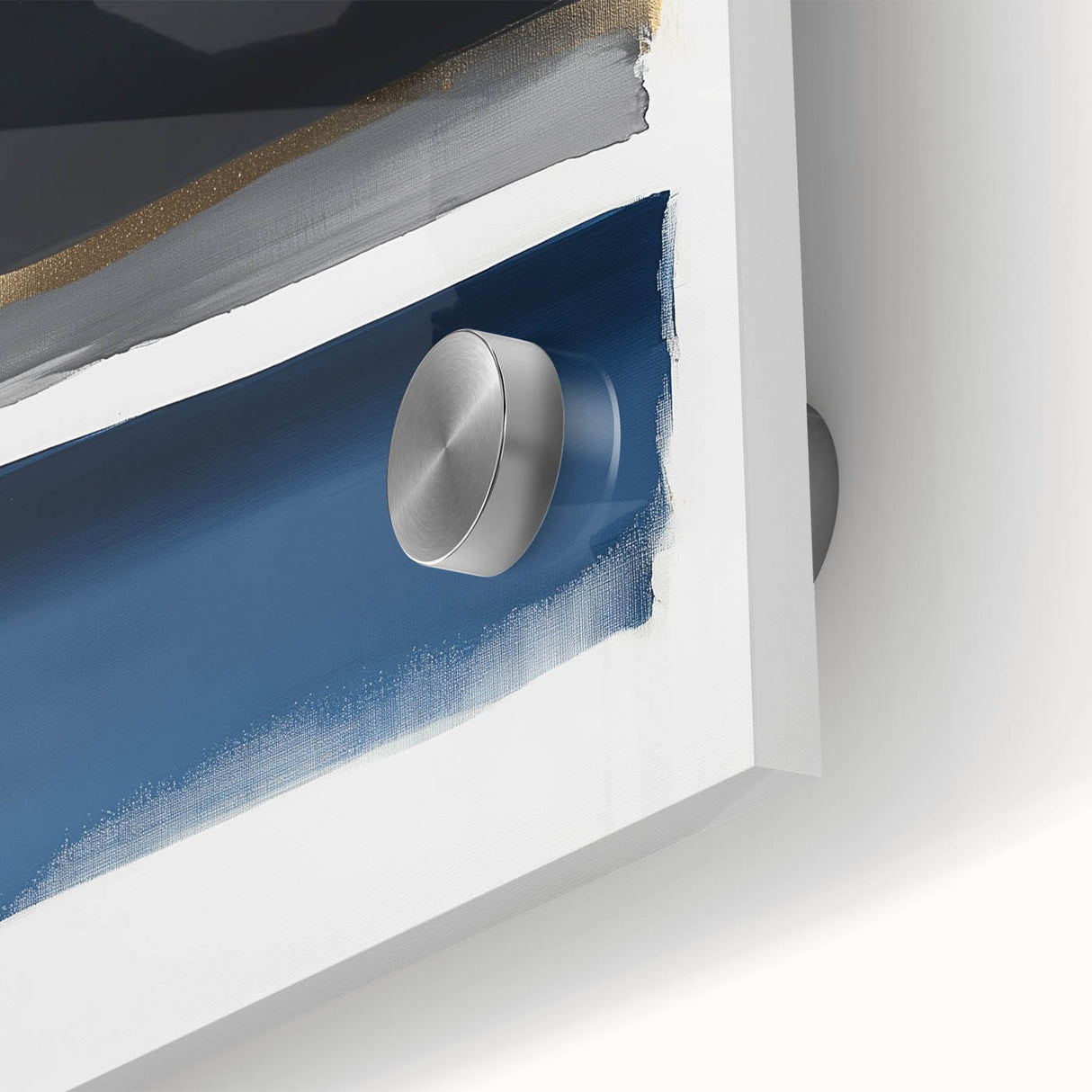 Minimalist Abstract Wall Art – Navy, Gray & Gold Geometric Brushstrokes