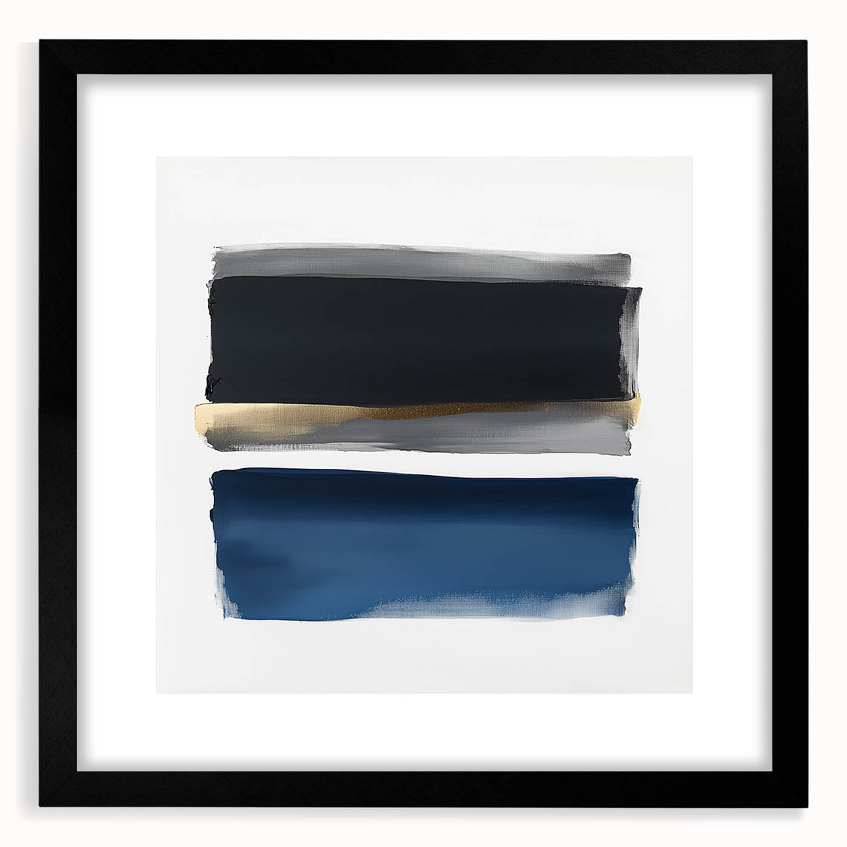 Minimalist Abstract Wall Art – Navy, Gray & Gold Geometric Brushstrokes