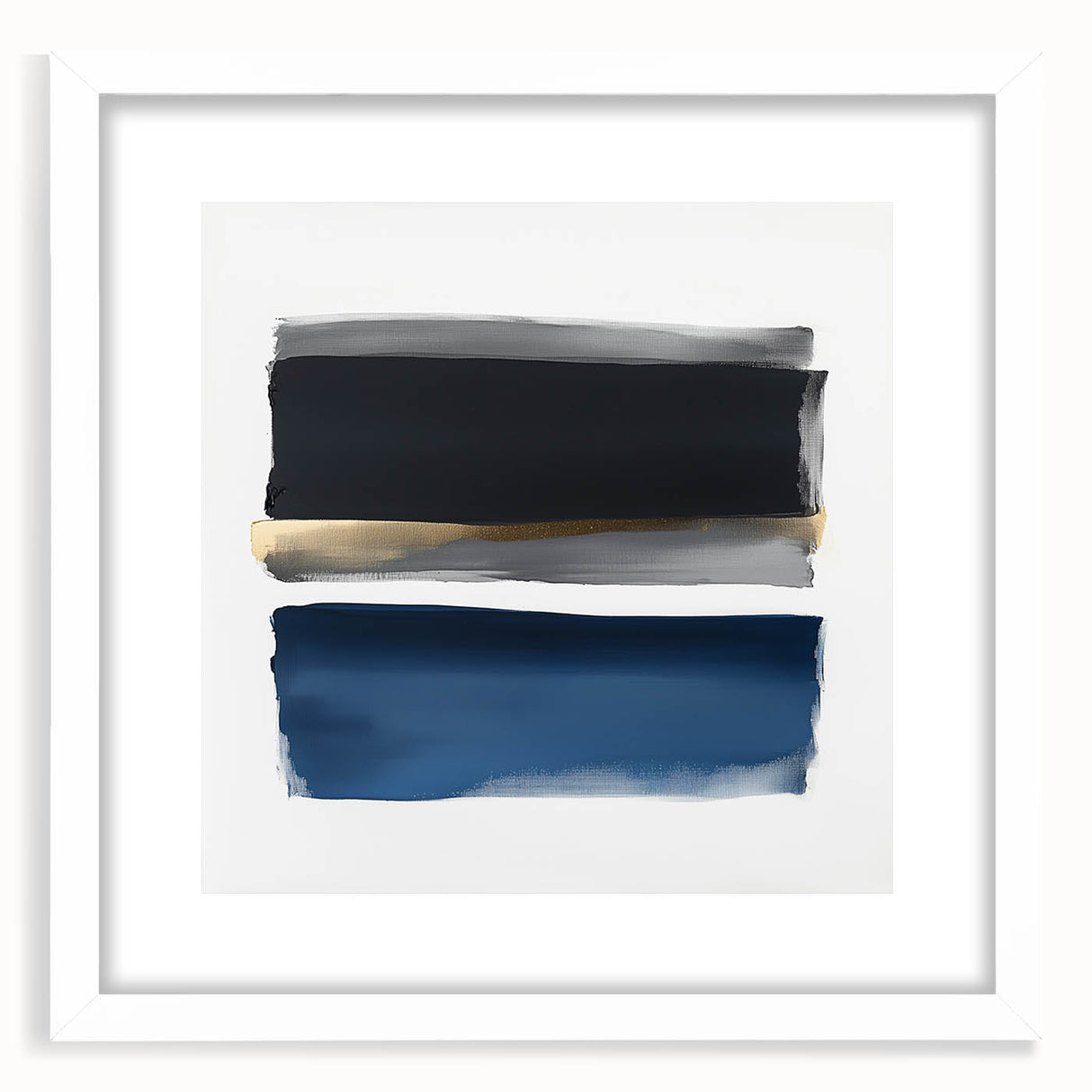 Minimalist Abstract Wall Art – Navy, Gray & Gold Geometric Brushstrokes