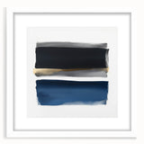 Minimalist Abstract Wall Art – Navy, Gray & Gold Geometric Brushstrokes