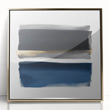 Minimalist Abstract Wall Art – Navy, Gray & Gold Geometric Brushstrokes