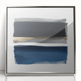 Minimalist Abstract Wall Art – Navy, Gray & Gold Geometric Brushstrokes