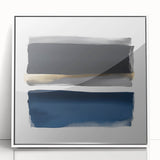 Minimalist Abstract Wall Art – Navy, Gray & Gold Geometric Brushstrokes