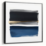 Minimalist Abstract Wall Art – Navy, Gray & Gold Geometric Brushstrokes