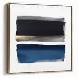 Minimalist Abstract Wall Art – Navy, Gray & Gold Geometric Brushstrokes