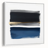 Minimalist Abstract Wall Art – Navy, Gray & Gold Geometric Brushstrokes