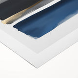 Minimalist Abstract Wall Art – Navy, Gray & Gold Geometric Brushstrokes