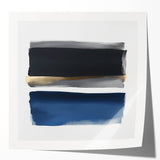 Minimalist Abstract Wall Art – Navy, Gray & Gold Geometric Brushstrokes