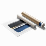 Minimalist Abstract Wall Art – Navy, Gray & Gold Geometric Brushstrokes