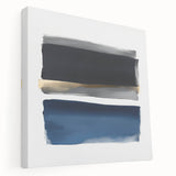 Minimalist Abstract Wall Art – Navy, Gray & Gold Geometric Brushstrokes