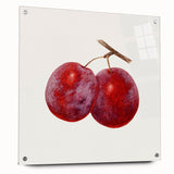Acrylic print of large abstract fruits in vibrant colors, ideal for dining room decor.