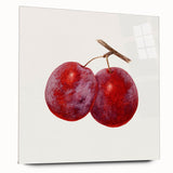 Large abstract wall art featuring assorted fruits in vibrant colors on acrylic glass, ideal for bedroom or dining room decor.