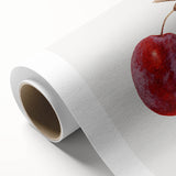 Art deco poster featuring an array of colorful fruits on rolled canvas, ideal for nursery wall art or dining room decor.