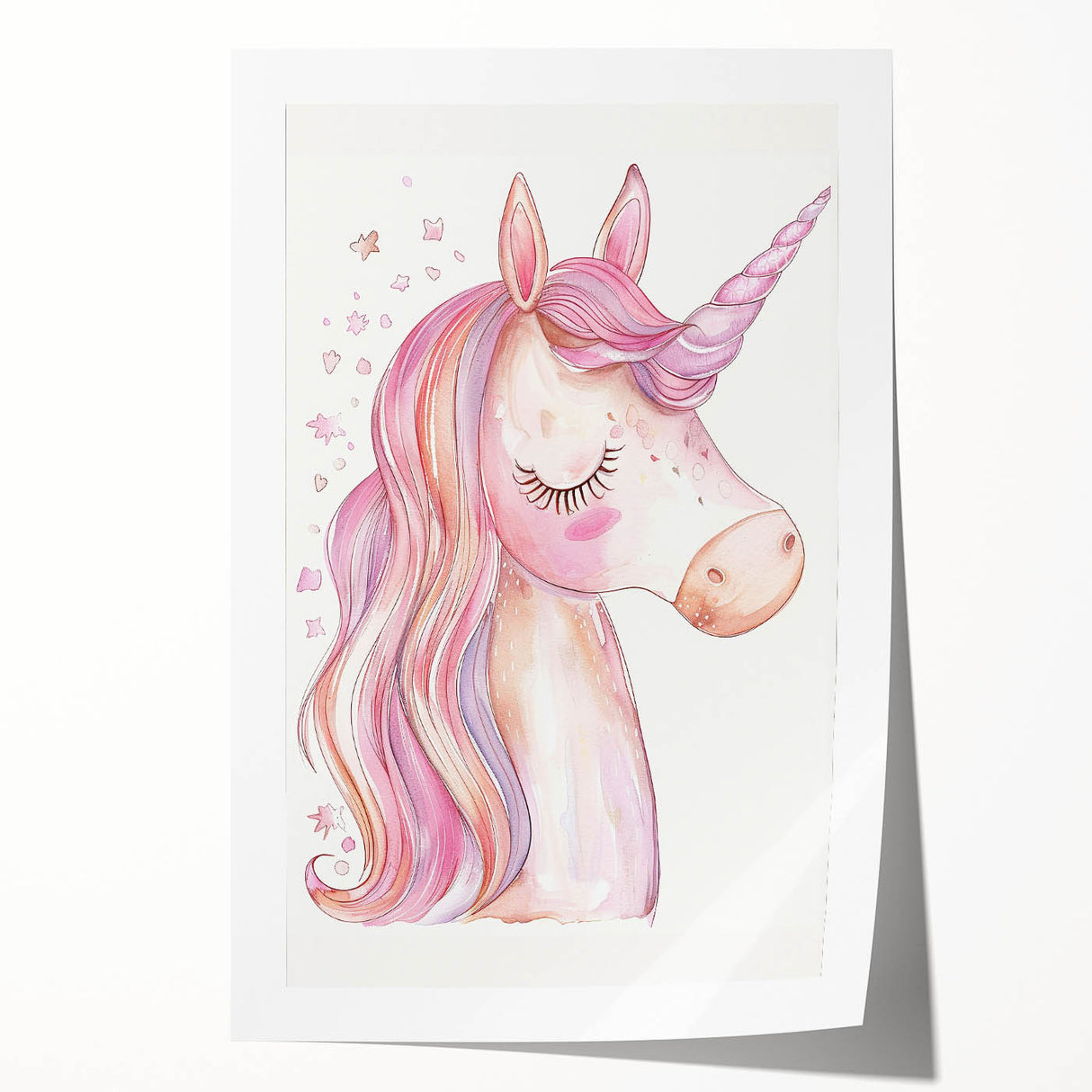 Blush Unicorn Watercolor Print - Girls Bedroom Art