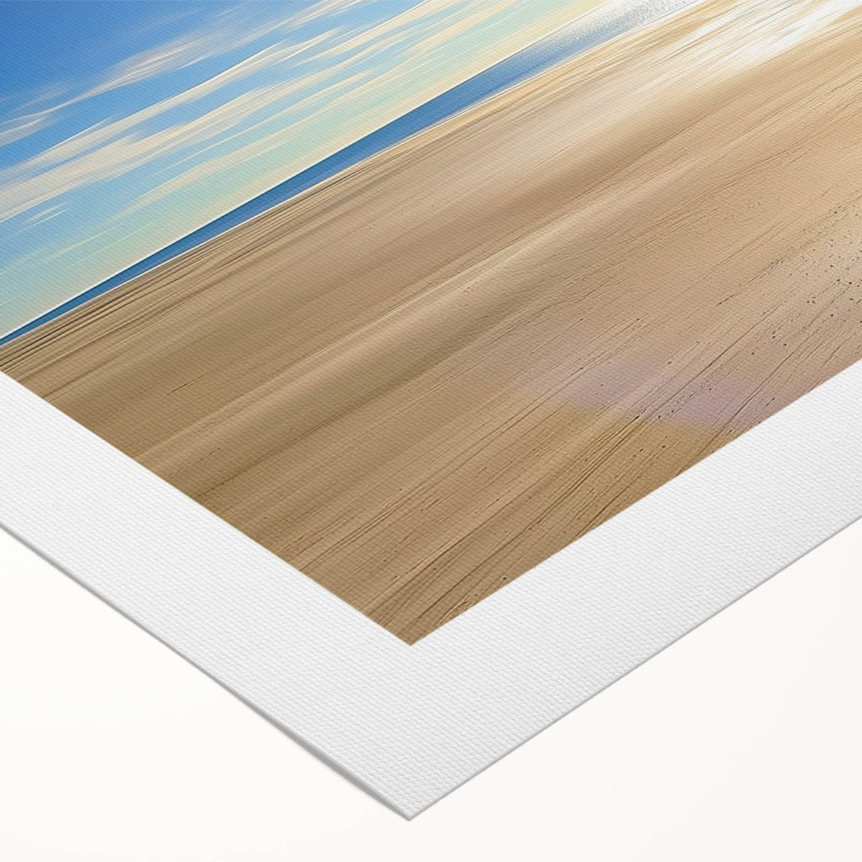 Serene landscape canvas print showcasing tranquil beaches with soft waves and vibrant sunset hues, rolled and securely packaged in a protective cardboard tube.