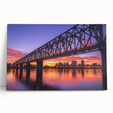 Landscape canvas artwork depicting a serene bridge scene, showcasing lush greenery and vibrant sky, perfect for home decor or office ambiance. Ideal for nature lovers seeking tranquility in their space.