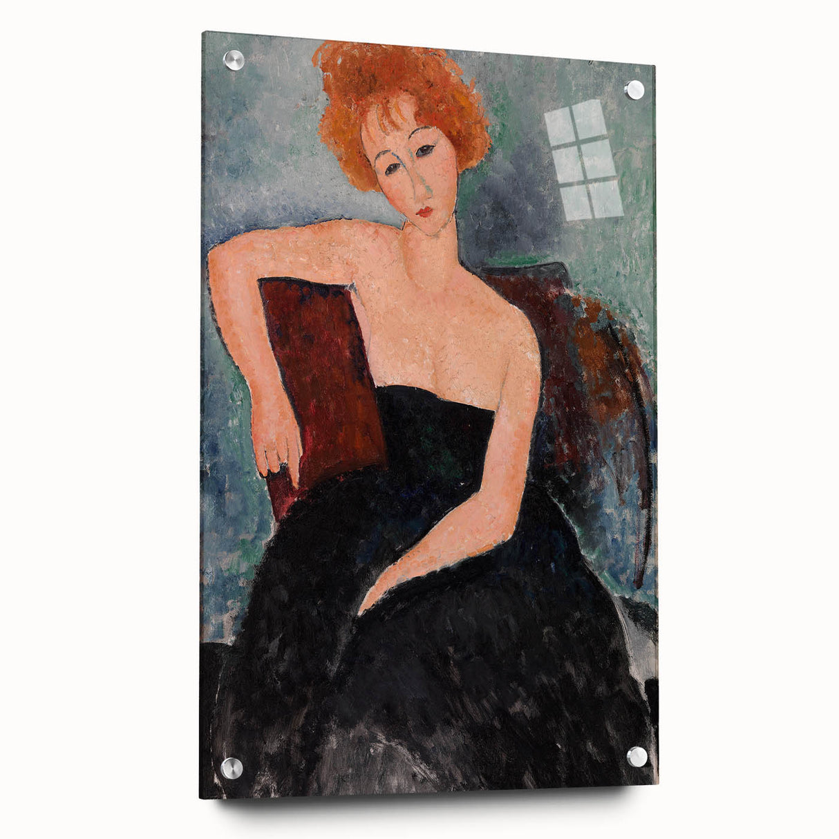 Modern Wall Art - Elegant Redheaded Woman in Evening Dress - Art Print
