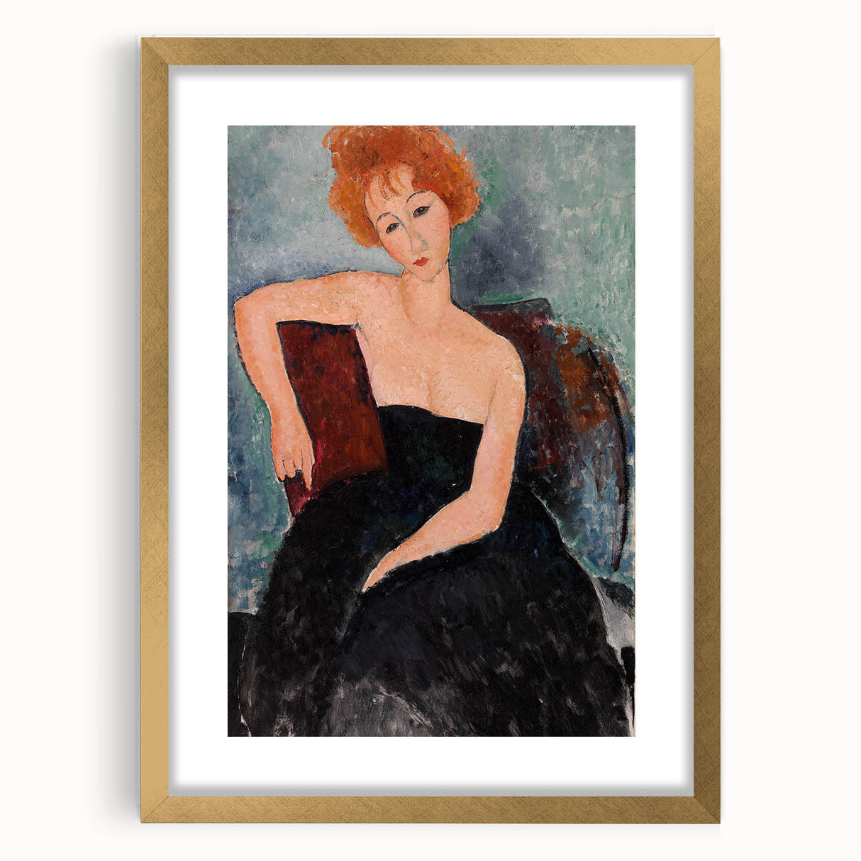 Modern Wall Art - Elegant Redheaded Woman in Evening Dress - Art Print