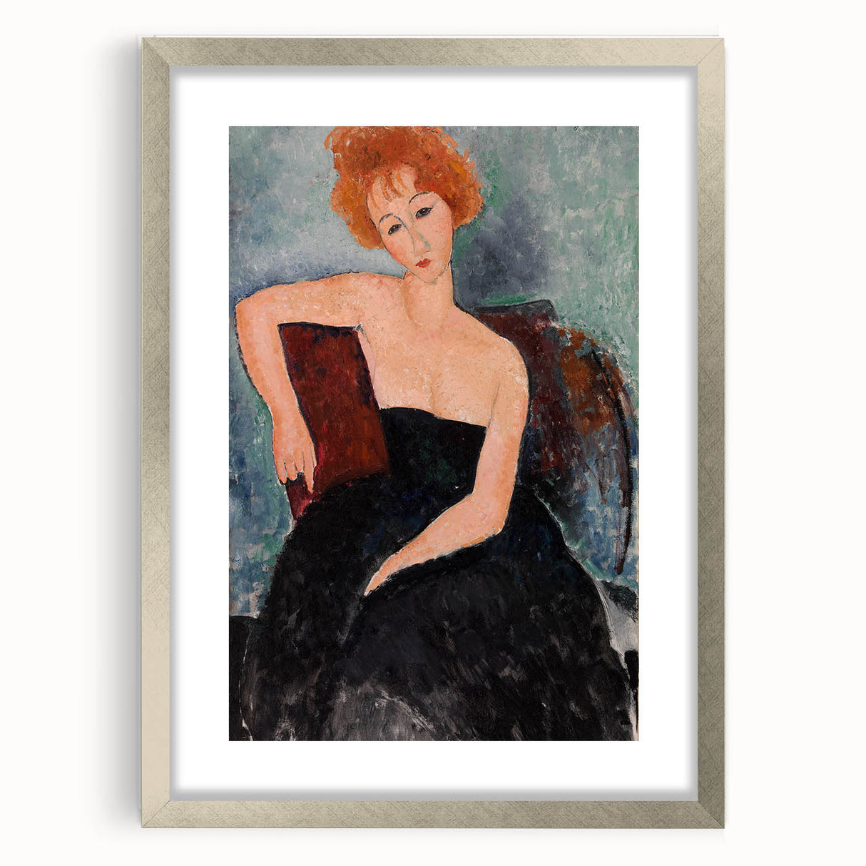 Modern Wall Art - Elegant Redheaded Woman in Evening Dress - Art Print