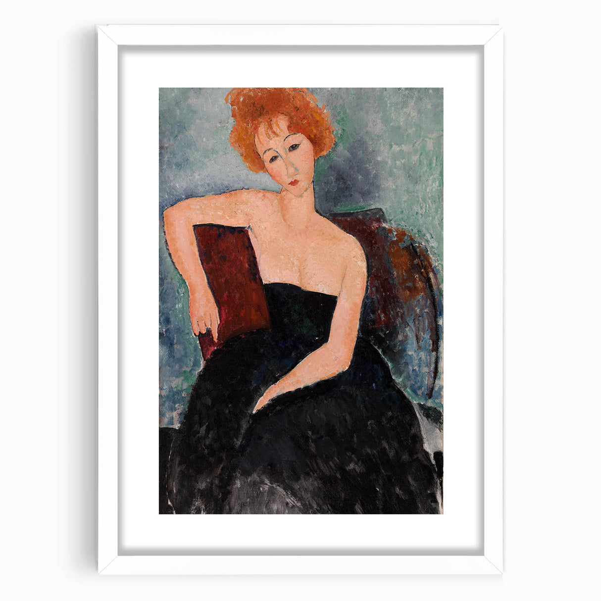 Modern Wall Art - Elegant Redheaded Woman in Evening Dress - Art Print
