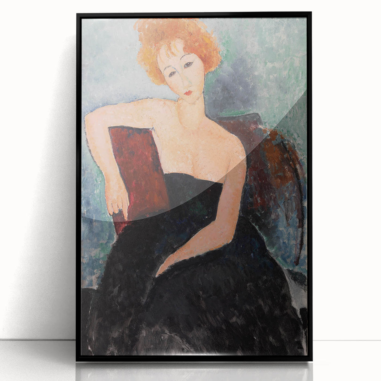 Modern Wall Art - Elegant Redheaded Woman in Evening Dress - Art Print