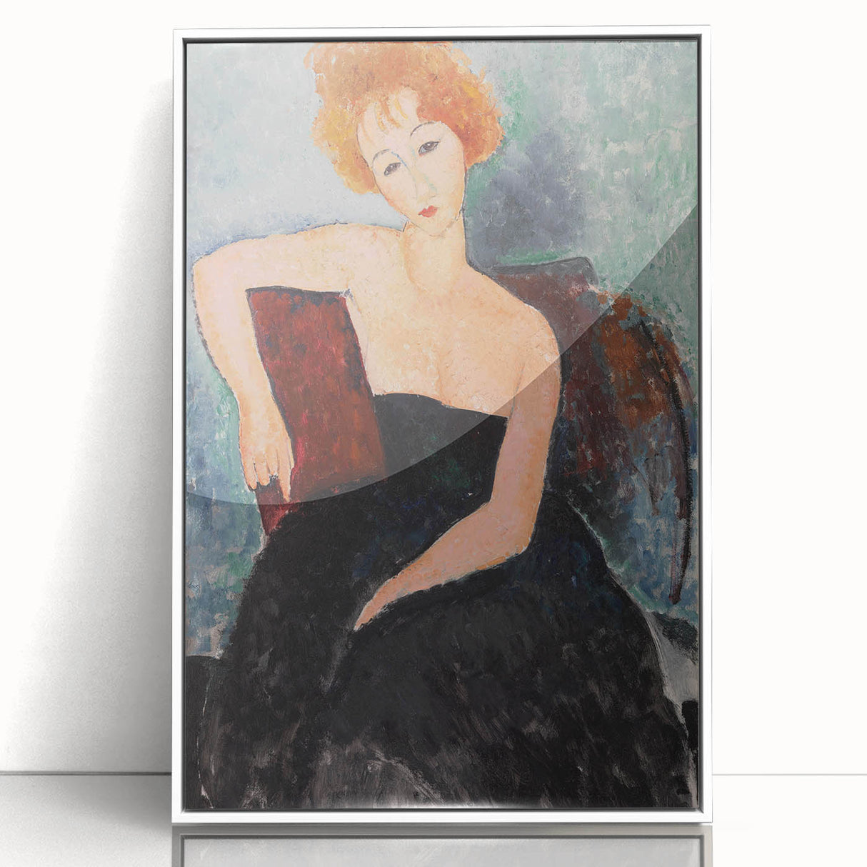 Modern Wall Art - Elegant Redheaded Woman in Evening Dress - Art Print