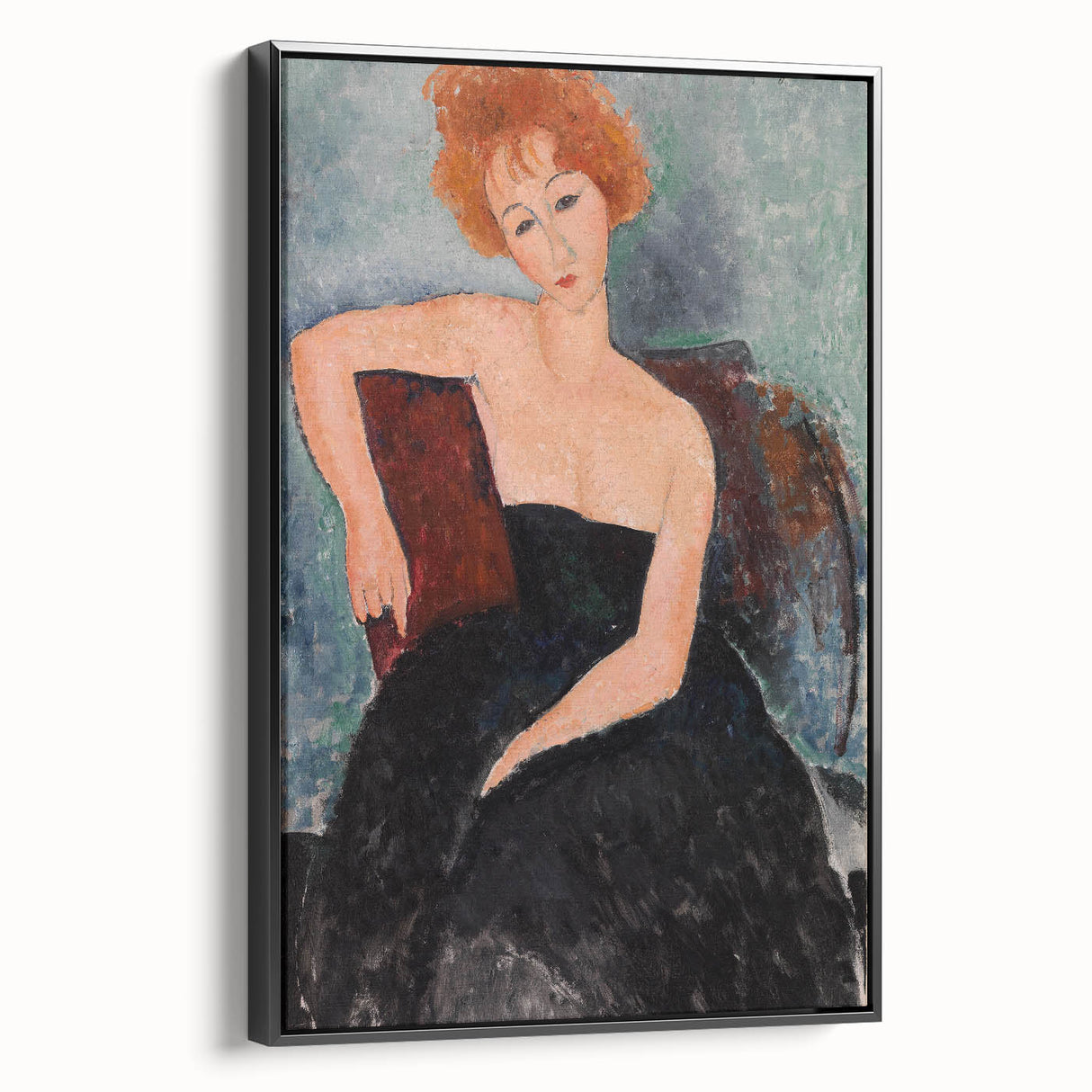 Modern Wall Art - Elegant Redheaded Woman in Evening Dress - Art Print