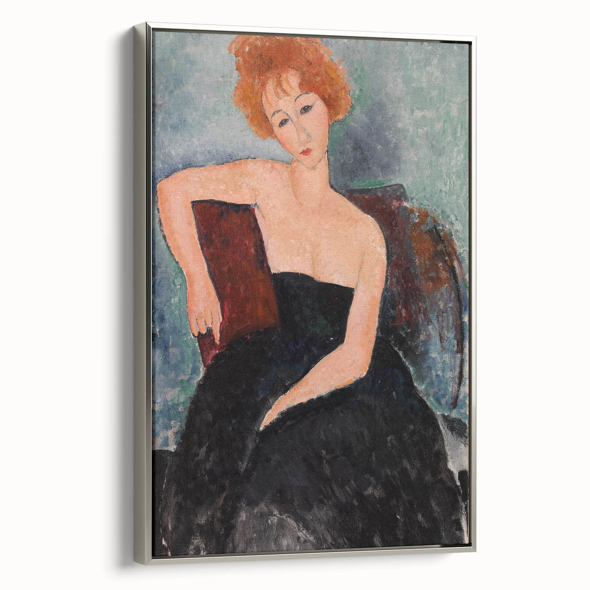 Modern Wall Art - Elegant Redheaded Woman in Evening Dress - Art Print
