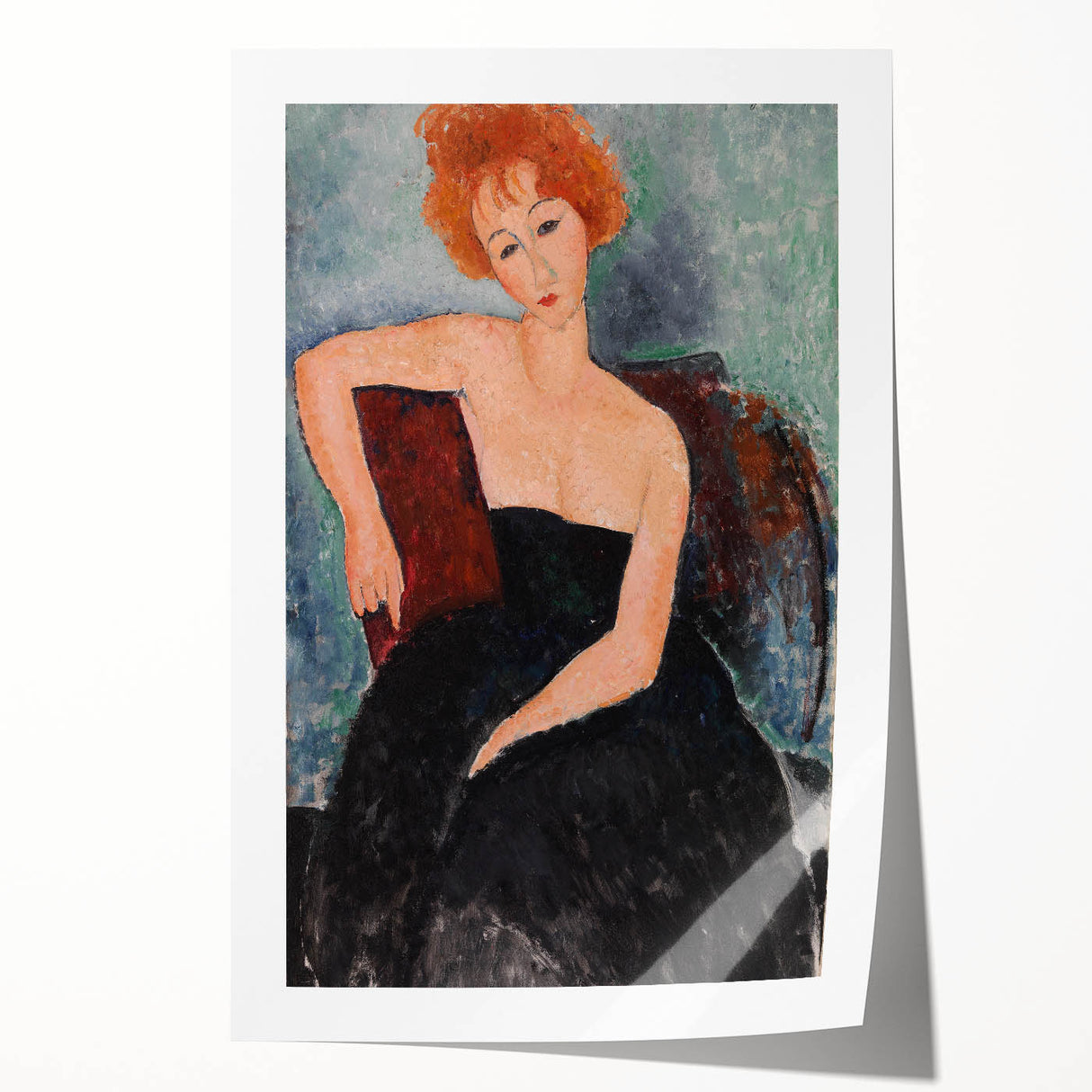Modern Wall Art - Elegant Redheaded Woman in Evening Dress - Art Print